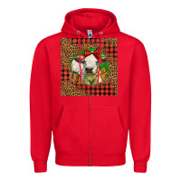 Red cute baby calf christmas Zipper Hoodie - LillyAllenDesigns