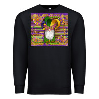 Black mardi gras gnomes mask serape sunflowers Premium Sweatshirt - Artiststas