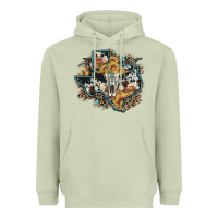 Matcha bull skull leopard cowhide sunflower texas map Heavyweight Hoodie - Artiststas
