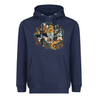 Navy bull skull leopard cowhide sunflower texas map Heavyweight Hoodie - Artiststas