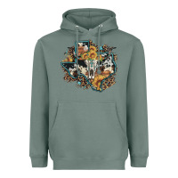 Sage bull skull leopard cowhide sunflower texas map Heavyweight Hoodie - Artiststas