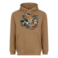 Toasted Coconut bull skull leopard cowhide sunflower texas map Heavyweight Hoodie - Artiststas