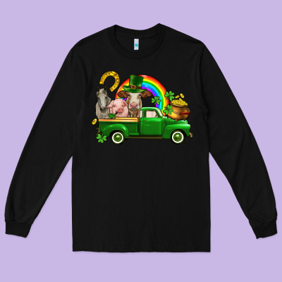 St. Patrick's Day Farm Animals Long Sleeve Tee Designed By Cowgirlartshop
