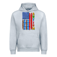 Heather Grey autism american flag Urban Hoodie - AdoDesignShop