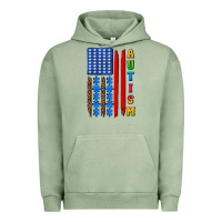 Pigment Oil Green autism american flag Urban Hoodie - AdoDesignShop