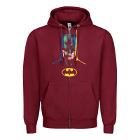 Burgundy B.At.Man 80 Years Many Faces Zipper Hoodie - minhPixels