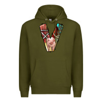 Army Green farm life alphabet lowercase letters v Premium Hoodie - BundleAndBundleShop