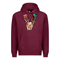 Burgundy farm life alphabet lowercase letters v Premium Hoodie - BundleAndBundleShop
