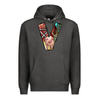 Charcoal Heather farm life alphabet lowercase letters v Premium Hoodie - BundleAndBundleShop