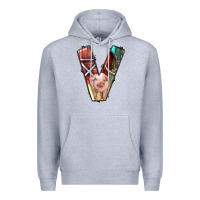 Heather Grey farm life alphabet lowercase letters v Premium Hoodie - BundleAndBundleShop