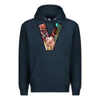 Navy farm life alphabet lowercase letters v Premium Hoodie - BundleAndBundleShop
