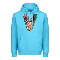 Ocean Blue farm life alphabet lowercase letters v Premium Hoodie - BundleAndBundleShop