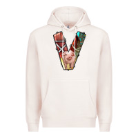 Pale Pink farm life alphabet lowercase letters v Premium Hoodie - BundleAndBundleShop