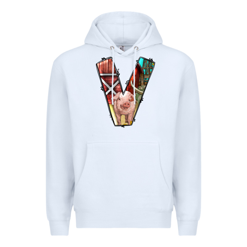 Farm Life Alphabet Lowercase Letters V Premium Hoodie by BundleAndBundleShop | Teevron