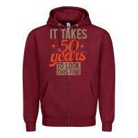 Burgundy 50 years old 50th birthday gifts for men and women Zipper Hoodie - minhPixels