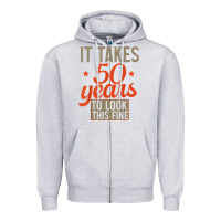 Heather Grey 50 years old 50th birthday gifts for men and women Zipper Hoodie - minhPixels