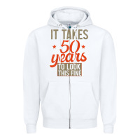 White 50 years old 50th birthday gifts for men and women Zipper Hoodie - minhPixels