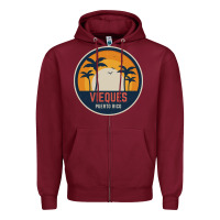 Burgundy Vieques Puerto Rico Zipper Hoodie - minhPixels
