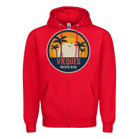 Red Vieques Puerto Rico Zipper Hoodie - minhPixels