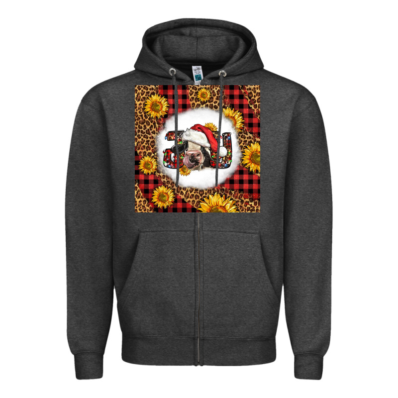 Joy Christmas Cow Zipper Hoodie by LillyAllenDesigns | Teevron