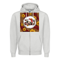 Dove Grey joy christmas cow Zipper Hoodie - LillyAllenDesigns