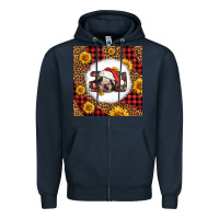 Navy joy christmas cow Zipper Hoodie - LillyAllenDesigns