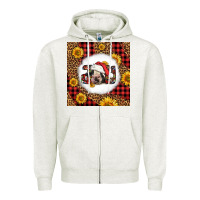 Oatmeal Heather joy christmas cow Zipper Hoodie - LillyAllenDesigns