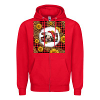 Red joy christmas cow Zipper Hoodie - LillyAllenDesigns