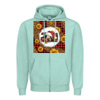 Seafoam joy christmas cow Zipper Hoodie - LillyAllenDesigns