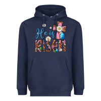 Navy he is risen cross Heavyweight Hoodie - Artiststas