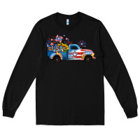 Black USA 4th of July Sunflower Truck Long Sleeve Tee - Jasminsmagicworld