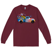 Burgundy USA 4th of July Sunflower Truck Long Sleeve Tee - Jasminsmagicworld