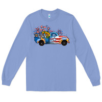 Colony Blue USA 4th of July Sunflower Truck Long Sleeve Tee - Jasminsmagicworld