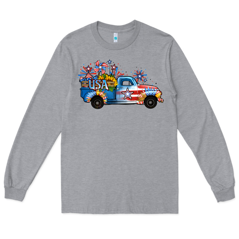 Usa 4th Of July Sunflower Truck Long Sleeve Tee by Jasminsmagicworld | Teevron