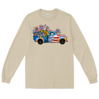 Mushroom USA 4th of July Sunflower Truck Long Sleeve Tee - Jasminsmagicworld