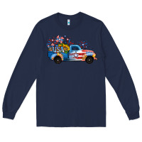 Navy USA 4th of July Sunflower Truck Long Sleeve Tee - Jasminsmagicworld