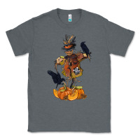 Charcoal Heather Scarecrow with Pumpkin Classic Tee - texasbilliewilder