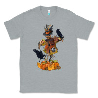 Heather Grey Scarecrow with Pumpkin Classic Tee - texasbilliewilder