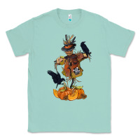 Seafoam Scarecrow with Pumpkin Classic Tee - texasbilliewilder