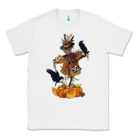 White Scarecrow with Pumpkin Classic Tee - texasbilliewilder