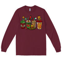 Burgundy Mexican coffee cups Mexico Long Sleeve Tee - HowdyJamesFarm