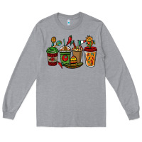 Heather Grey Mexican coffee cups Mexico Long Sleeve Tee - HowdyJamesFarm