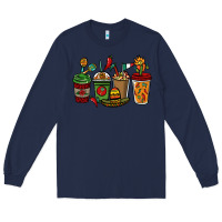 Navy Mexican coffee cups Mexico Long Sleeve Tee - HowdyJamesFarm
