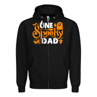 Black one spooky dad funny cat boo dad halloween costume design t shirt Zipper Hoodie - minhPixels