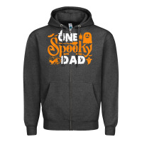 Charcoal Heather one spooky dad funny cat boo dad halloween costume design t shirt Zipper Hoodie - minhPixels