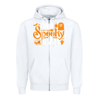 White one spooky dad funny cat boo dad halloween costume design t shirt Zipper Hoodie - minhPixels