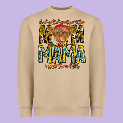 God Gifted Me Two Titles And Mama I Rock Them Both Heavyweight Sweatshirt Designed By Cowhidedigitalart