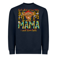Navy God Gifted Me Two Titles And Mama i Rock Them Both Heavyweight Sweatshirt - CowhideDigitalArt