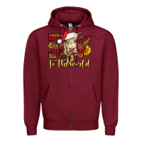 Burgundy joy to the world christmas cow Zipper Hoodie - LillyAllenDesigns