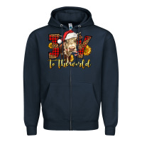 Navy joy to the world christmas cow Zipper Hoodie - LillyAllenDesigns